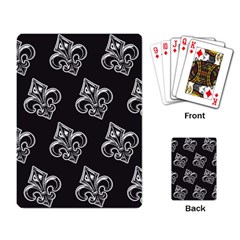 French France Fleur De Lys Metal Pattern Black And White Antique Vintage Black Rocker Playing Cards Single Design (rectangle) by Quebec