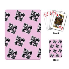 French France Fleur De Lys Metal Pattern Black And White Antique Vintage Pink And Black Rocker Playing Cards Single Design (rectangle) by Quebec