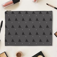 Gadsden Flag Don t Tread On Me Black And Gray Snake And Metal Gothic Crosses Cosmetic Bag (xl) by snek