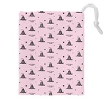 Gadsden Flag Don t tread on me Light Pink and Black Pattern with american stars Drawstring Pouch (4XL) Front