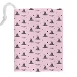 Gadsden Flag Don t tread on me Light Pink and Black Pattern with american stars Drawstring Pouch (4XL) Back