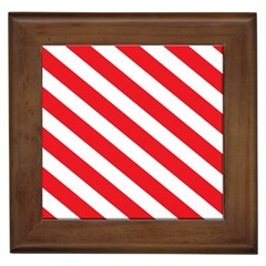 Candy Cane Red White Line Stripes Pattern Peppermint Christmas Delicious Design Framed Tile by genx