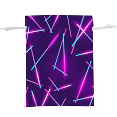 Retrowave Aesthetic Vaporwave Retro Memphis Pattern 80s Design Geometric Shapes Futurist Purple Pink Blue Neon Light  Lightweight Drawstring Pouch (xl) by genx