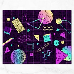 Retrowave Aesthetic Vaporwave Retro Memphis Pattern 80s Design 3d Geometric Shapes Rectangular Jigsaw Puzzl by genx