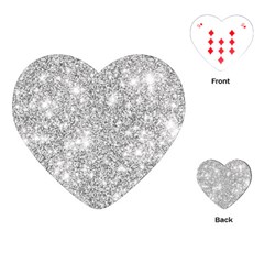 Silver And White Glitters Metallic Finish Party Texture Background Imitation Playing Cards Single Design (heart) by genx