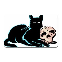 Black Cat & Halloween Skull Magnet (rectangular) by gothicandhalloweenstore