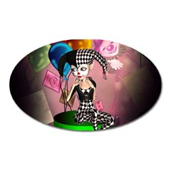 Cute Little Harlequin Oval Magnet by FantasyWorld7