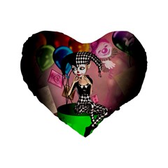 Cute Little Harlequin Standard 16  Premium Flano Heart Shape Cushions by FantasyWorld7