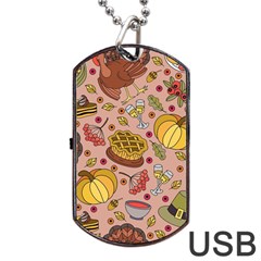 Thanksgiving Pattern Dog Tag Usb Flash (two Sides) by Sobalvarro