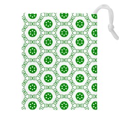 White Green Shapes Drawstring Pouch (4xl) by Mariart