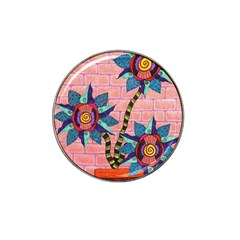 Brick Wall Flower Pot In Color Hat Clip Ball Marker (4 Pack) by okhismakingart