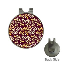Golden Leaf Pattern Hat Clips With Golf Markers by designsbymallika