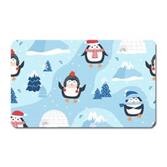 Christmas Seamless Pattern With Penguin Magnet (rectangular) by Vaneshart