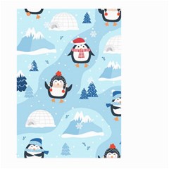 Christmas Seamless Pattern With Penguin Large Garden Flag (two Sides) by Vaneshart