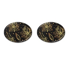 Christmas Pattern With Vintage Flowers Cufflinks (oval) by Vaneshart
