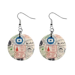 Christmas Postal Pattern Mini Button Earrings by Vaneshart