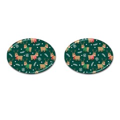 Cute Christmas Pattern Doodl Cufflinks (oval) by Vaneshart