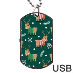 Cute Christmas Pattern Doodl Dog Tag Usb Flash (two Sides) by Vaneshart