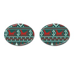 Beautiful Knitted Christmas Pattern Cufflinks (oval) by Vaneshart