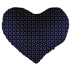 Grey Star Navy Blue Large 19  Premium Flano Heart Shape Cushions by snowwhitegirl