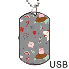 Funny Christmas Pattern Dog Tag Usb Flash (one Side) by Vaneshart
