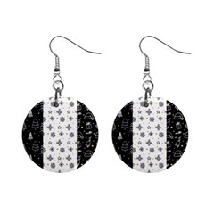 Black Golden Christmas Pattern Collection Mini Button Earrings by Vaneshart
