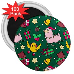 Funny Decoration Christmas Pattern Background 3  Magnets (100 Pack) by Vaneshart