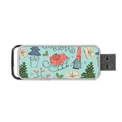 Vintage Christmas Pattern Portable Usb Flash (two Sides) by Vaneshart