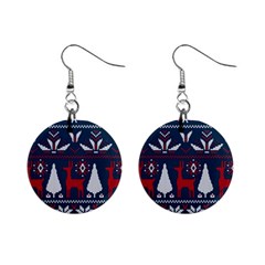 Knitted Christmas Pattern Mini Button Earrings by Vaneshart