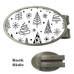 Seamless Pattern With Christmas Trees Money Clips (oval)  by Vaneshart