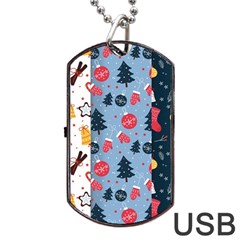 Christmas Pattern Collection Flat Design Dog Tag Usb Flash (two Sides) by Vaneshart
