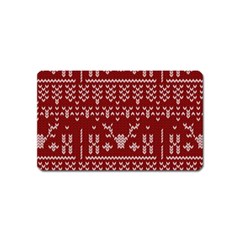Beautiful Knitted Christmas Pattern Red Magnet (name Card) by Vaneshart