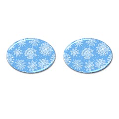 Hand Drawn Snowflakes Seamless Pattern Cufflinks (oval) by Vaneshart