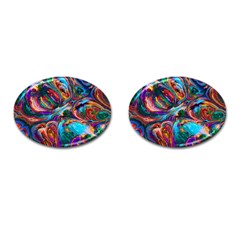 Seamless Abstract Colorful Tile Cufflinks (oval) by HermanTelo