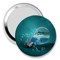 Awesome Light Bulb With Tropical Island 3  Handbag Mirrors by FantasyWorld7