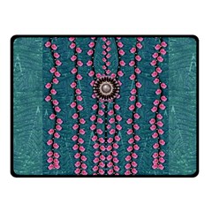Japanese Sakura Blossoms On The Mountain Fleece Blanket (small) by pepitasart