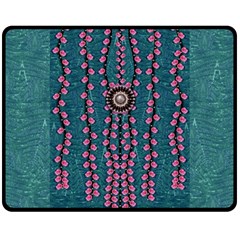 Japanese Sakura Blossoms On The Mountain Double Sided Fleece Blanket (medium)  by pepitasart