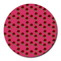 Rose In Mexican Pink Round Mousepads by snowwhitegirl