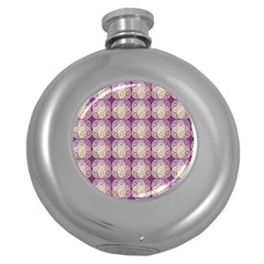 Doily Only Pattern Purple Round Hip Flask (5 Oz) by snowwhitegirl