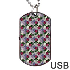 Doily Rose Pattern Blue Dog Tag Usb Flash (two Sides) by snowwhitegirl