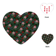 Dark Floral Butterfly Teal Bats Lip Green Playing Cards Single Design (heart) by snowwhitegirl