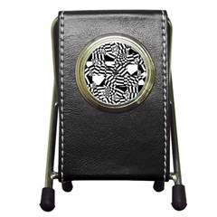 Black And White Crazy Pattern Pen Holder Desk Clock by Sobalvarro