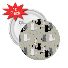 Cute Cat Seamless Pattern 2 25  Buttons (10 Pack)  by Vaneshart