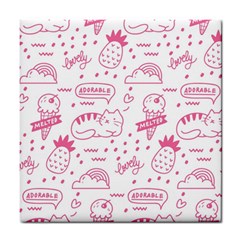 Cute Girly Seamless Pattern Tile Coaster by Vaneshart