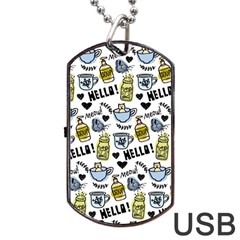 Everyday Things Pattern Dog Tag Usb Flash (two Sides) by Vaneshart