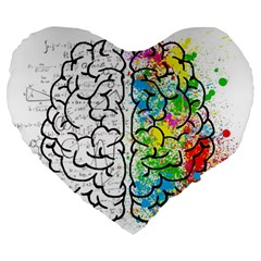 Brain Mind Psychology Idea Drawing Large 19  Premium Flano Heart Shape Cushions by Wegoenart