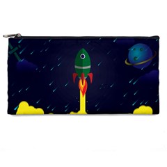 Rocket Halftone Astrology Astronaut Pencil Cases by Wegoenart