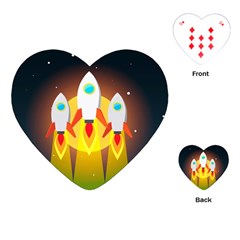 Rocket Take Off Missiles Cosmos Playing Cards Single Design (heart) by Wegoenart