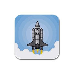 Rocket Shuttle Spaceship Science Rubber Square Coaster (4 Pack)  by Wegoenart