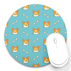 Cute Corgi Dog Face Pattern Round Mousepads by Nexatart